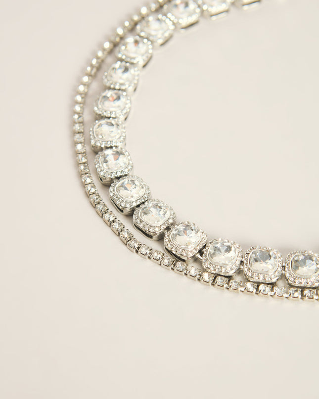 Double Take Rhinestone Statement Necklace
