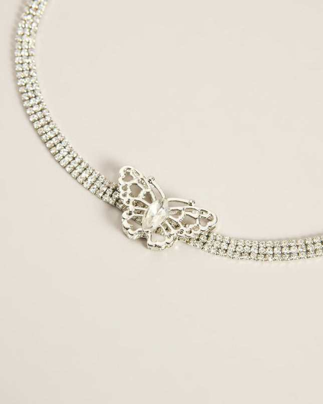 Butterfly Sparkle Rhinestone Choker Necklace