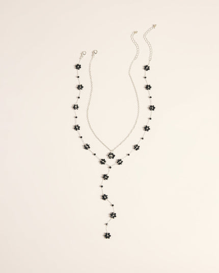 Petal Drop Floral Lariat Necklace Set