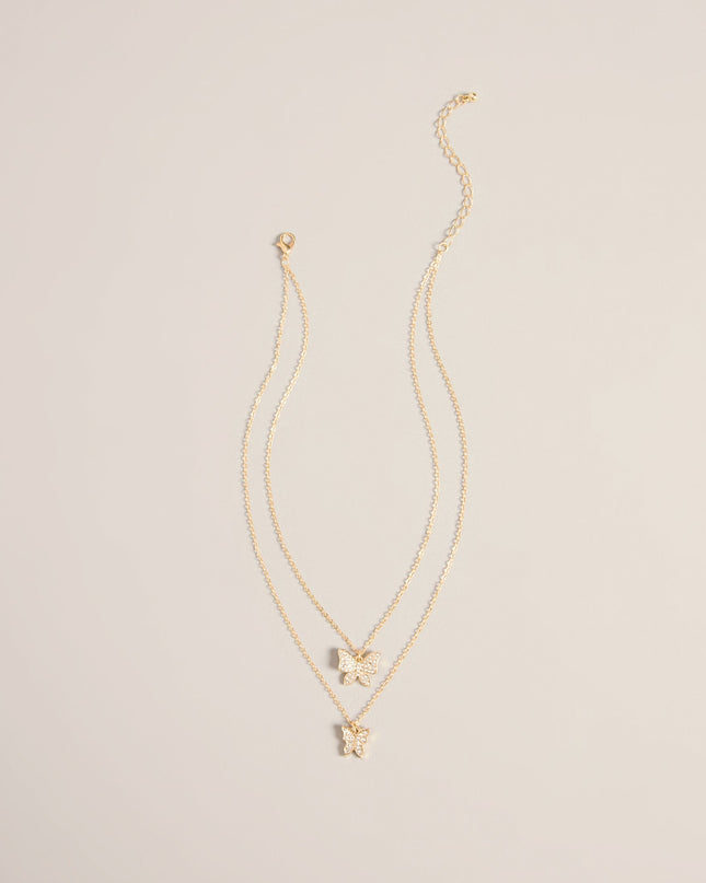 Butterfly Effect Layered Rhinestone Pendant Necklace