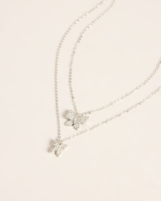 Butterfly Effect Layered Rhinestone Pendant Necklace