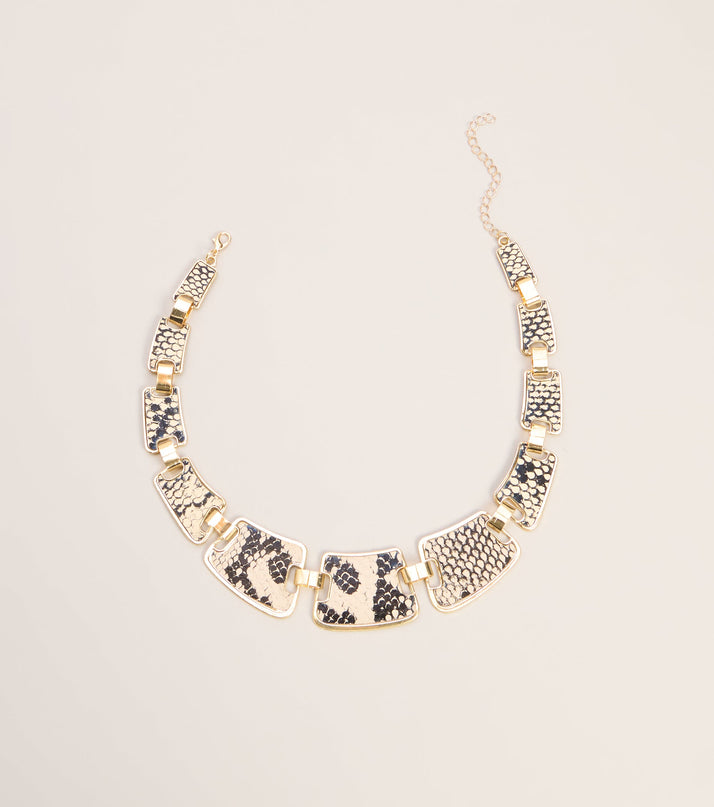 Wild Card Snake Print Statement Necklace