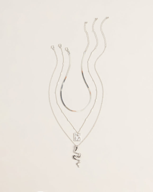 Dangerously Chic Snake Pendant Layered Necklace Set