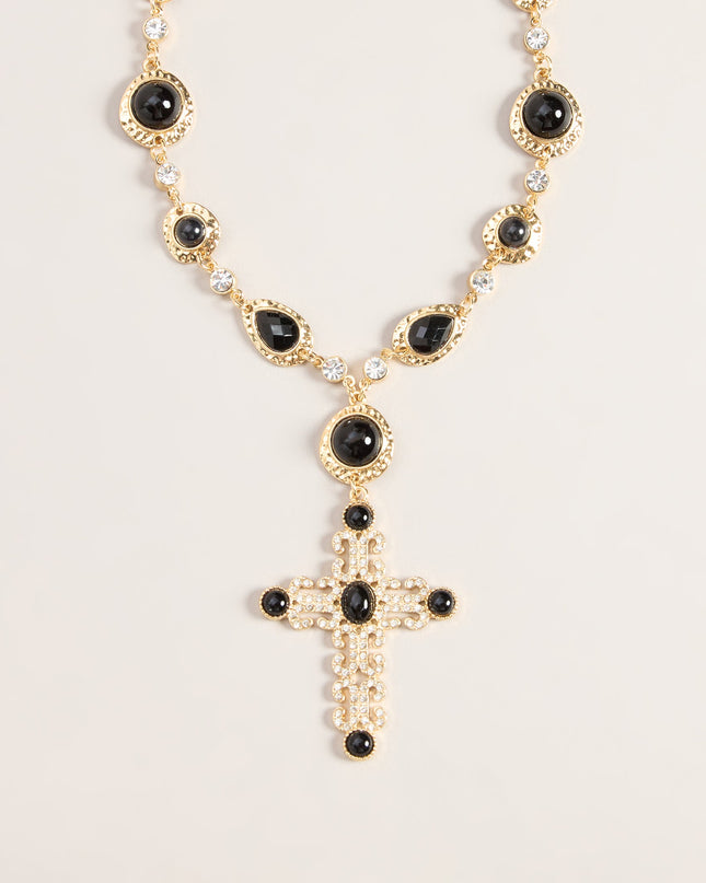 Glam Polish Rhinestone Cross Necklace