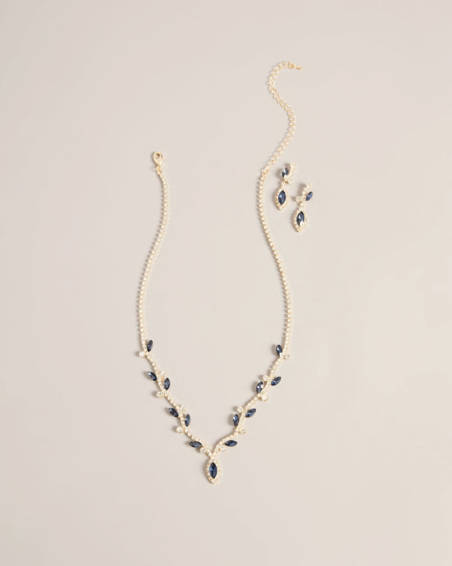 Dress to Dazzle Rhinestone Leaf Necklace & Earring Set