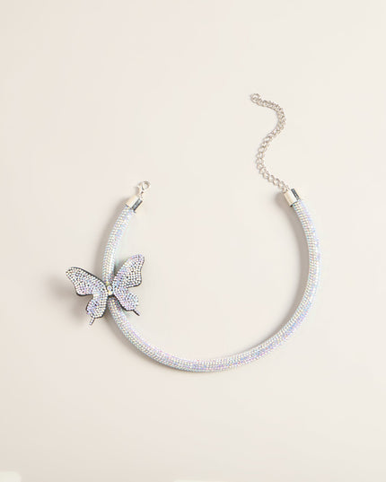 Flutter Effect Rhinestone Butterfly Collar Necklace