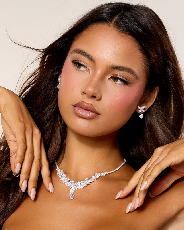 Finishing Touch Rhinestone Necklace And Earrings Set