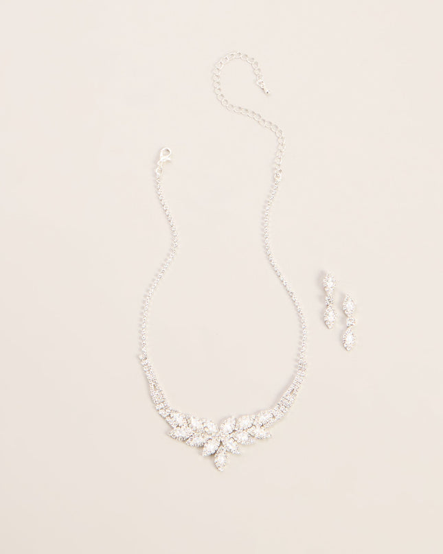 Crystal Bouquet Necklace And Earrings Set