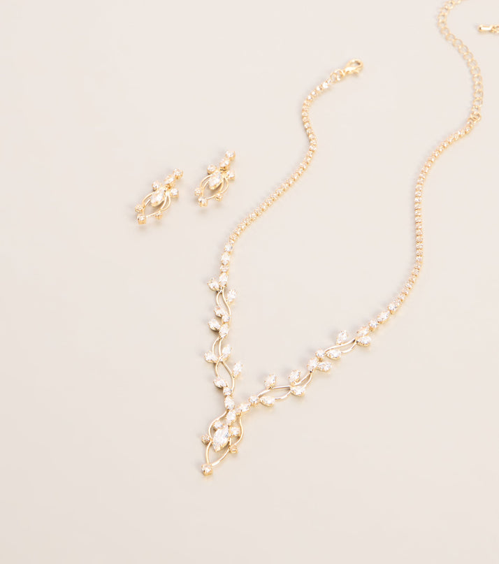 Dreamy Invite Cubic Zirconia Necklace And Earrings Set