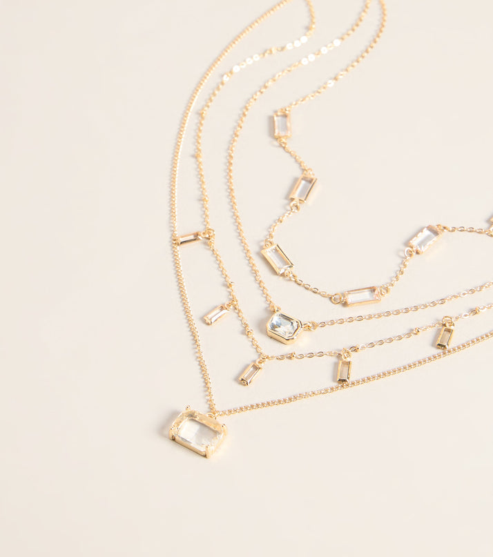 Stacked With Plans Rectangular Gem Necklace Set