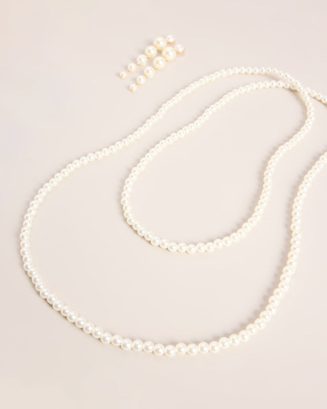 Double Take Pearl Necklace And Earring Set