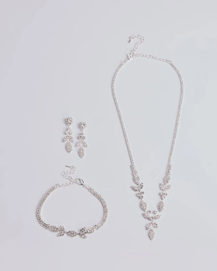 Style your vibe in seconds with the Luxe Desire Rhinestone Leaf Jewelry Set in silver, a fashion accessories essential that completes any outfit with ease.