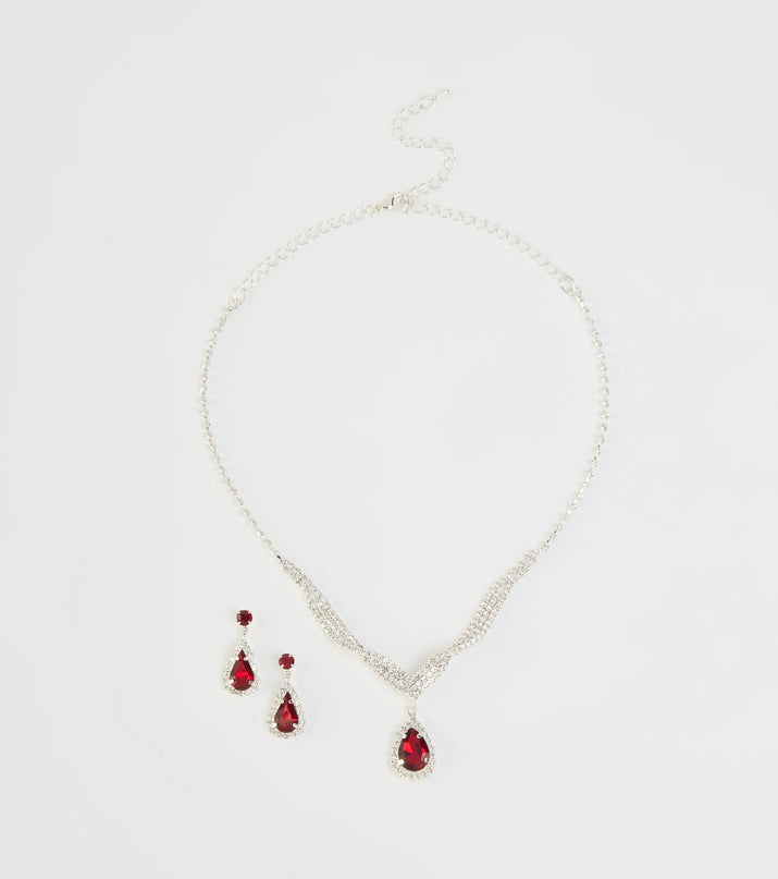 Gorgeous Radiance Gemstone Necklace And Earrings Set