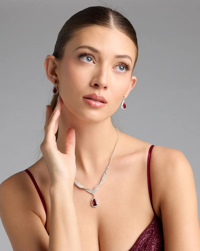 Gorgeous Radiance Gemstone Necklace And Earrings Set