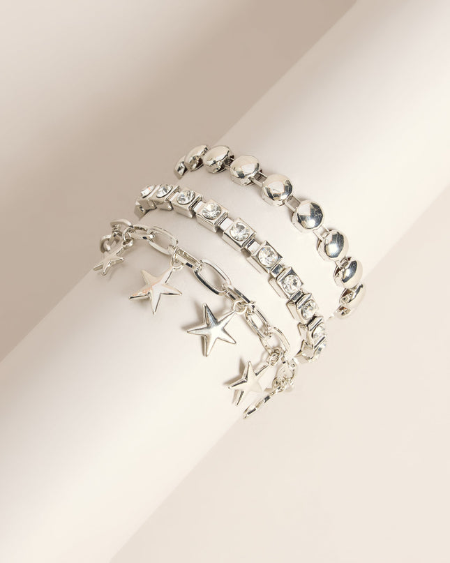 Wish Upon This Rhinestone Star Bracelet Set