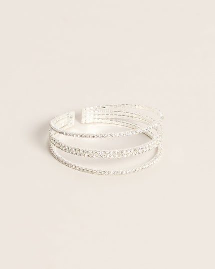 Wrist Worthy Sparkle Multi-Row Rhinestone Cuff Bracelet