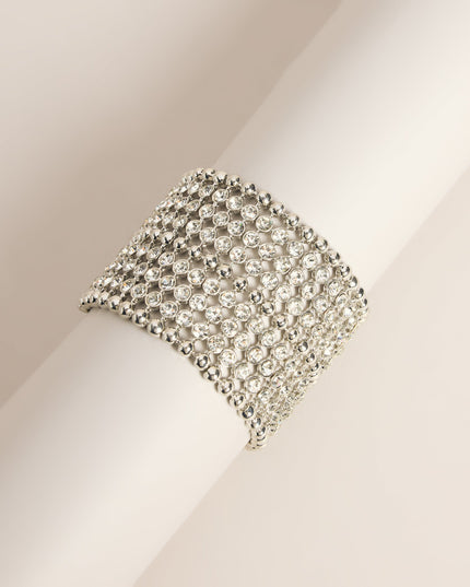 Caught in the Shine Rhinestone Stretch Cuff Bracelet