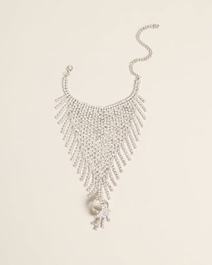 Hands Down Glam Rhinestone Draped Hand Chain