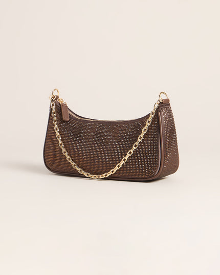 On The List Rhinestone Shoulder Bag