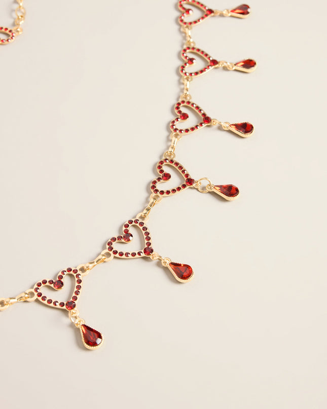 Love On Repeat Rhinestone Heart Chain Belt