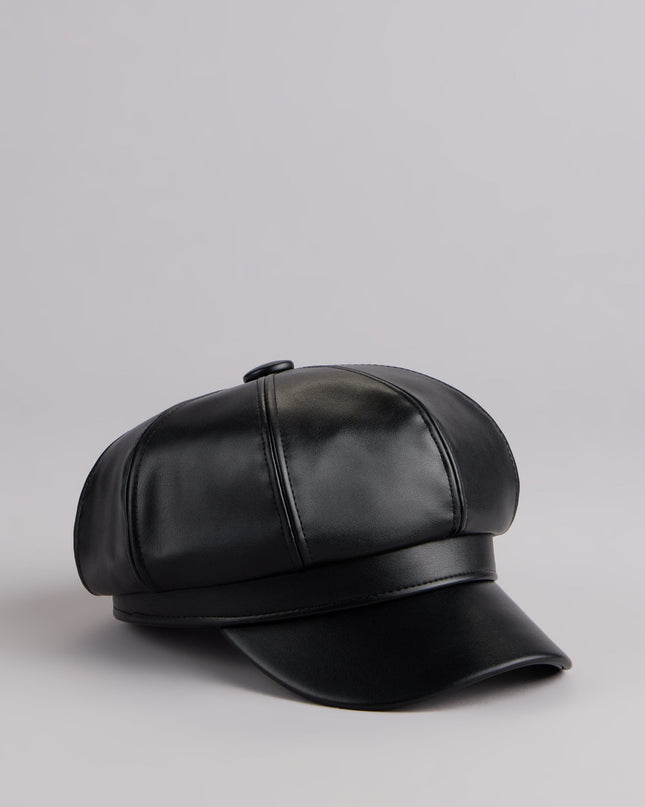 Off Duty Faux Leather Cabby Hat