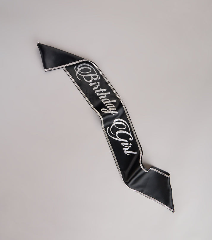 Birthday Girl Glitter Rhinestone Satin Sash