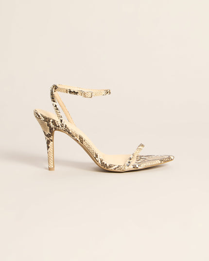 Bite Back Snakeskin Strappy Stiletto Heels