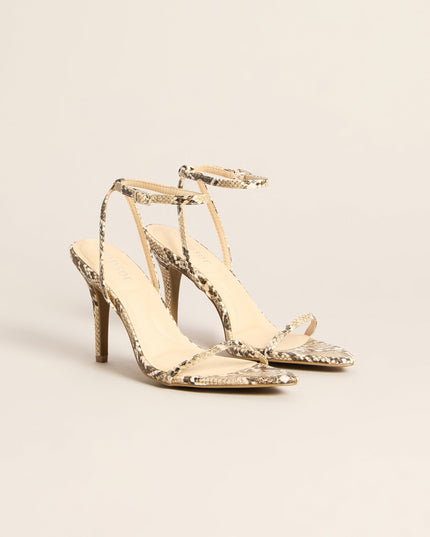 Bite Back Snakeskin Strappy Stiletto Heels