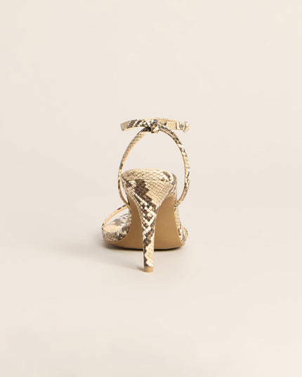 Bite Back Snakeskin Strappy Stiletto Heels