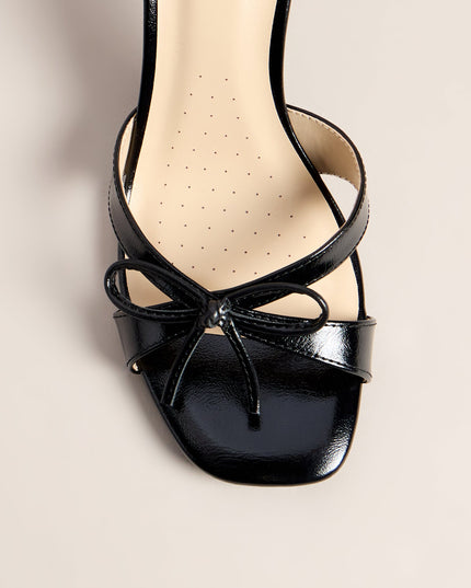 Bow On Cue Patent Kitten Heel Mules