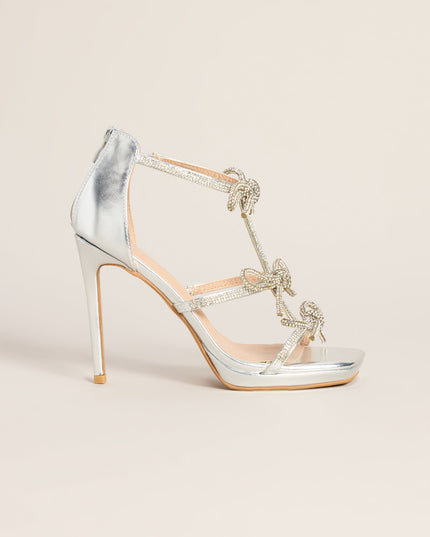 Bow Down Rhinestone Platform Stiletto Heels