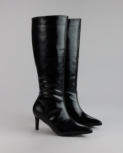 Style made simple with the Sleek Stance Faux Leather Stiletto Boots, trendy women’s shoes that take your outfit from basic to bold in one step.