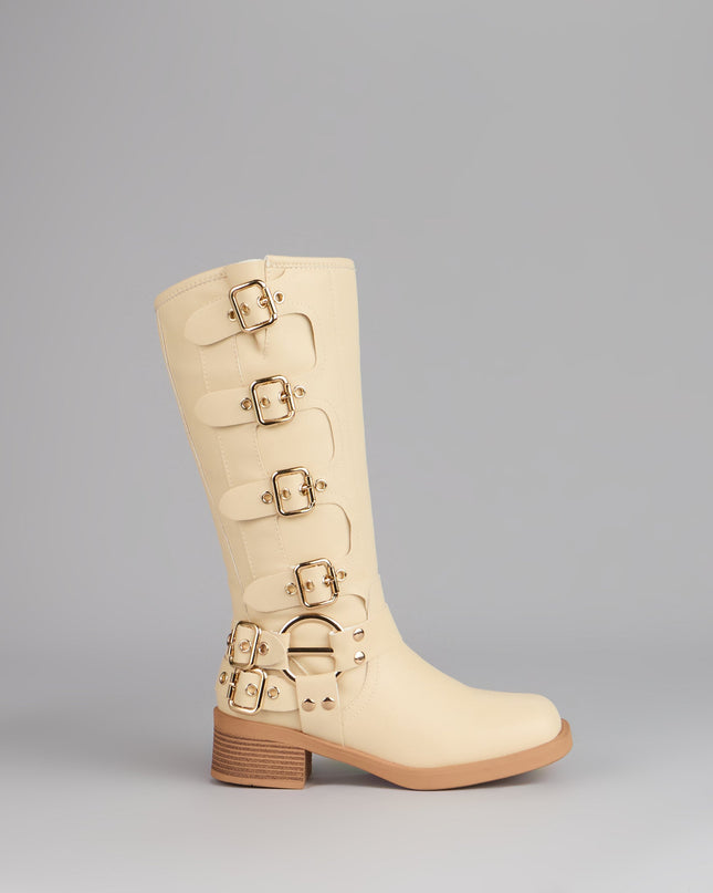 Totally Edgy Buckled Square Toe Boots