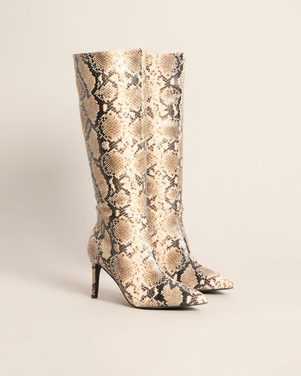 Wild Card Snake Print Knee High Boots